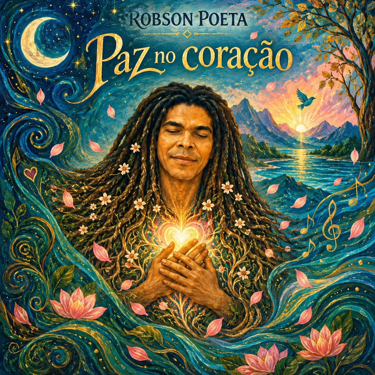 Capa autoral da faixa Paz no Coração