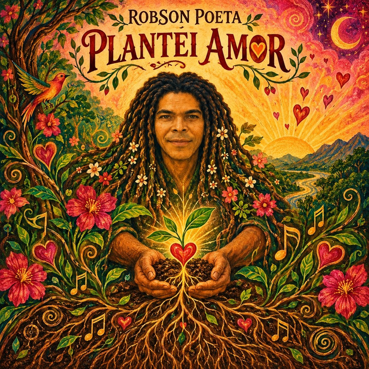 Capa autoral da faixa Plantei Amor