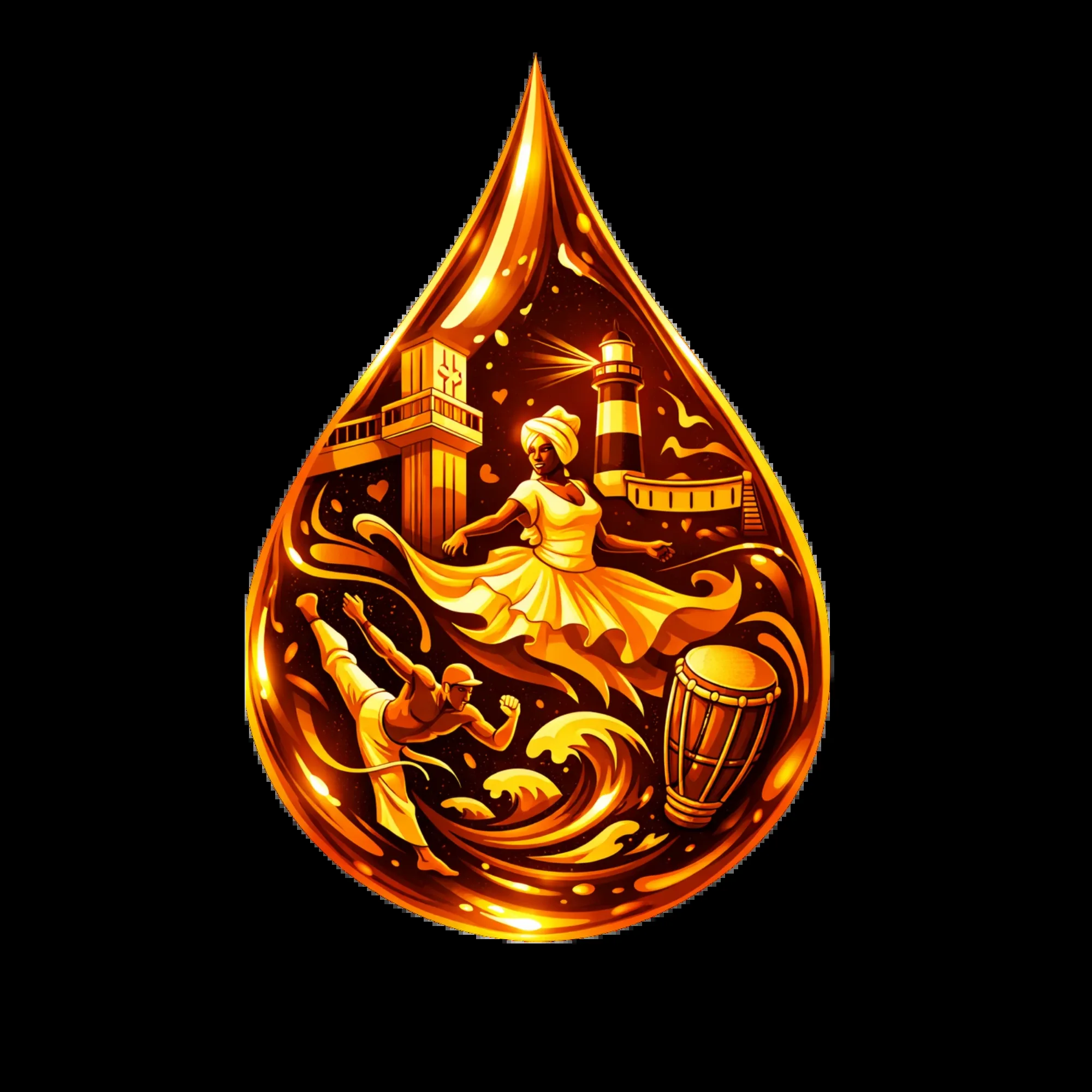 Capa de Do Dendê Nasce o Mar: gota de dendê com referências à Bahia